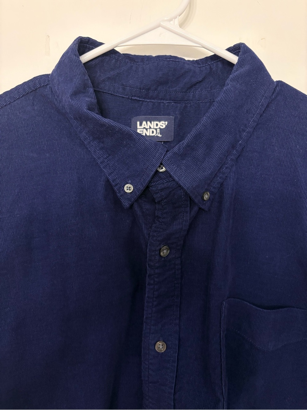 Mens XXL Blue Corduroy Button Up Shirt Jacket Long Sleeve Cotton Blend Casual - Picture 1 of 8